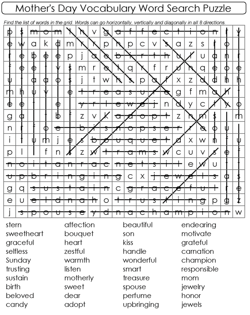 Mothers-Day-Wordsearch Answers